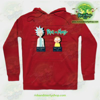 Rick And Morty Mugshot Hoodie Red / S Athletic - Aop