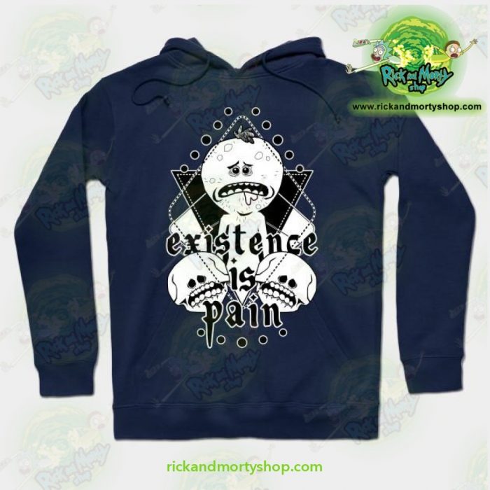 Rick & Morty Hoodie - Mr. Meeseeks Existence Is Pain Navy Blue / S Athletic Aop