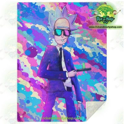 Rick Sanchez 3D Blue Microfleece Blanket M Premium - Aop