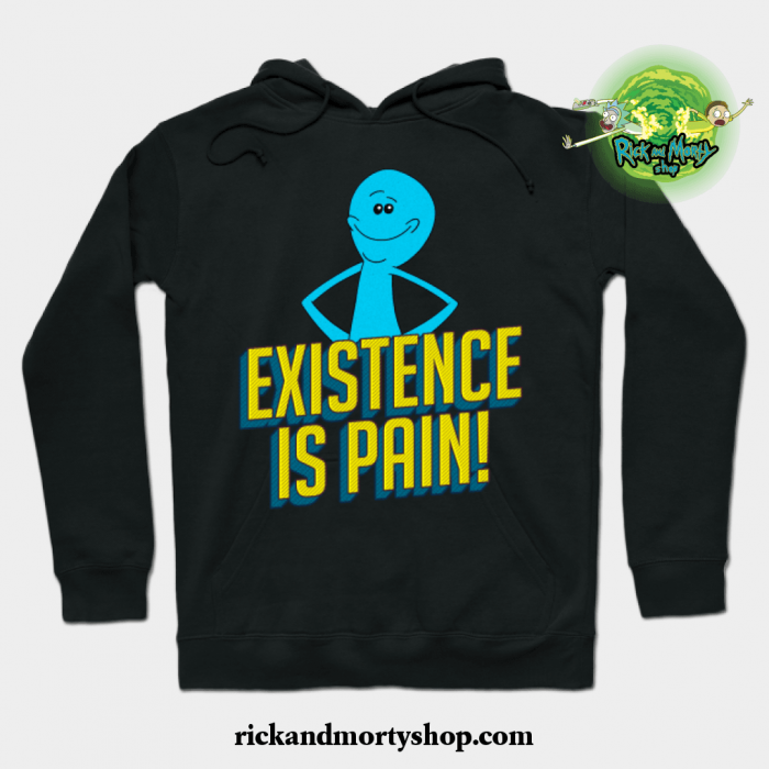 Existence Is Pain Classic Mr. Meeseeks Comic Block Letters Hoodie Black / S
