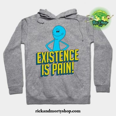 Existence Is Pain Classic Mr. Meeseeks Comic Block Letters Hoodie Gray / S