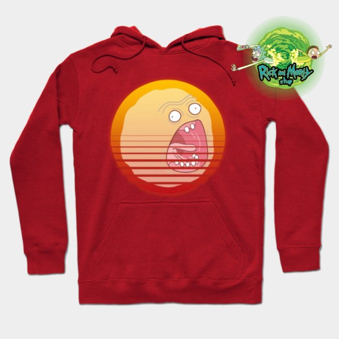 Vaporwave Screaming Sun Hoodie Red / S