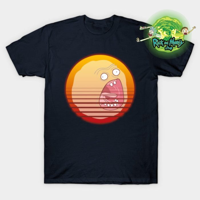 Vaporwave Screaming Sun T-Shirt Navy Blue / S