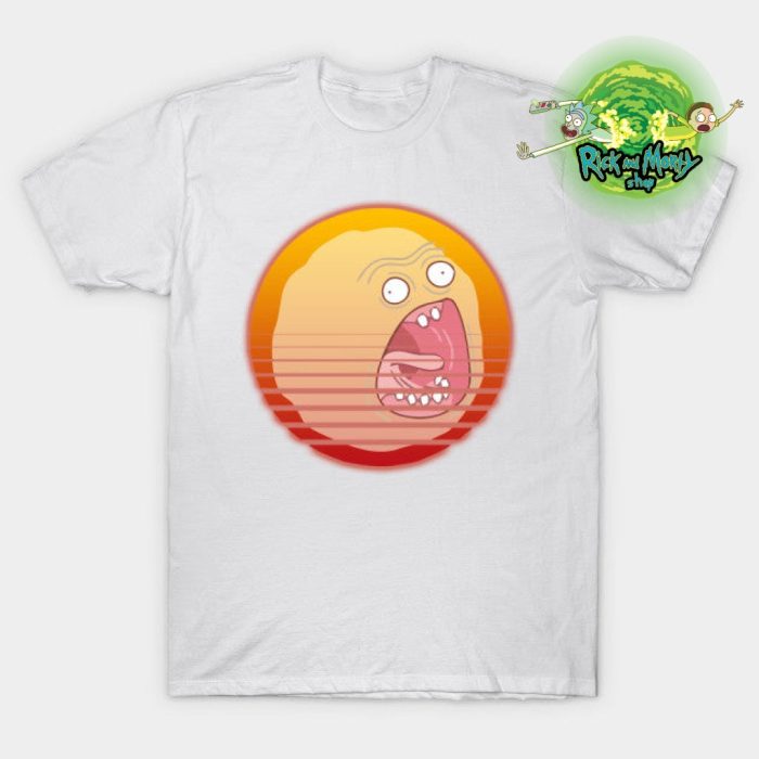 Vaporwave Screaming Sun T-Shirt White / S