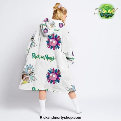 Cool White Rick And Morty Pattern Oversized Fleece Hoodie