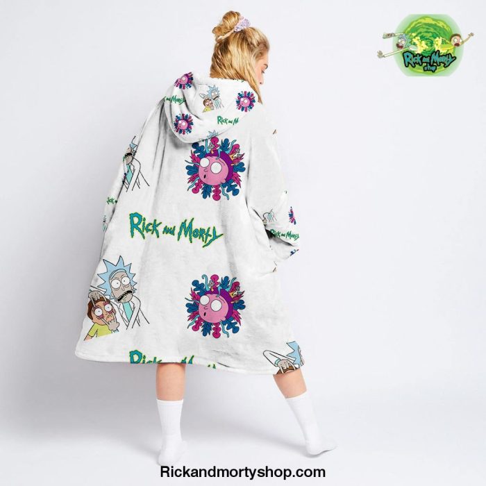 Cool White Rick And Morty Pattern Oversized Fleece Hoodie