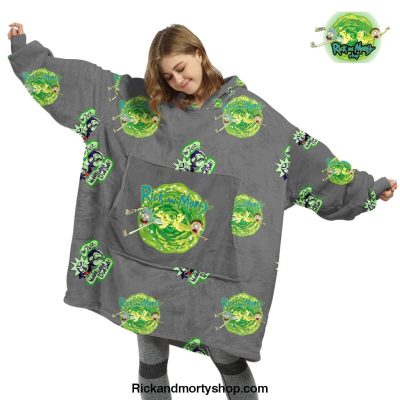 Gray Rick And Morty 3D Oversized Fleece Hoodie