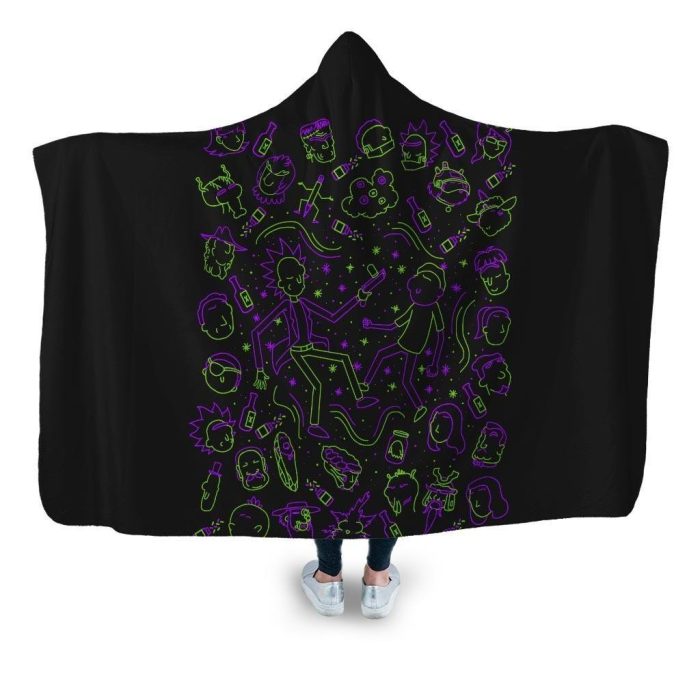 rick and morty heads lines hooded blanket punksthetic adult premium sherpa 550 - Rick And Morty Shop