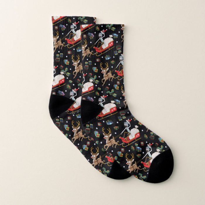 Rick and Morty Christmas Reindeer Sleigh Pattern Socks