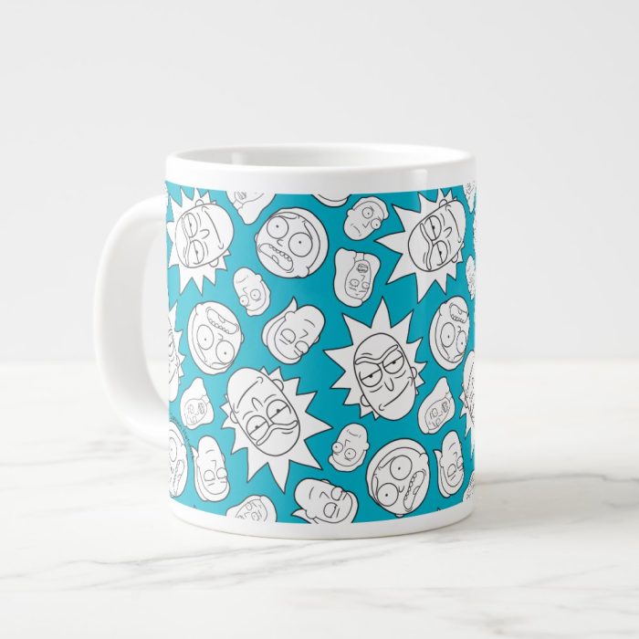 Rick and Morty Smith Family Head Pattern Giant Coffee Mug