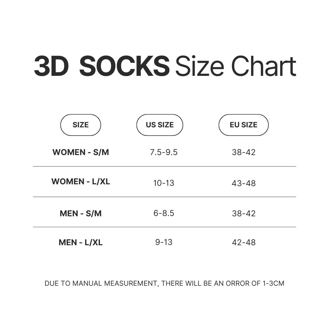 3D Socks Size Chart - Rick And Morty Shop